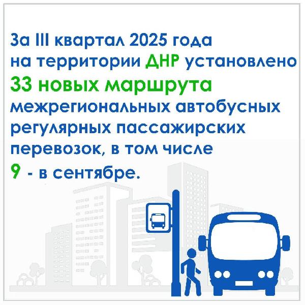 33 новых межрегиональных маршрута установлено в ДНР в III квартале 2025 года